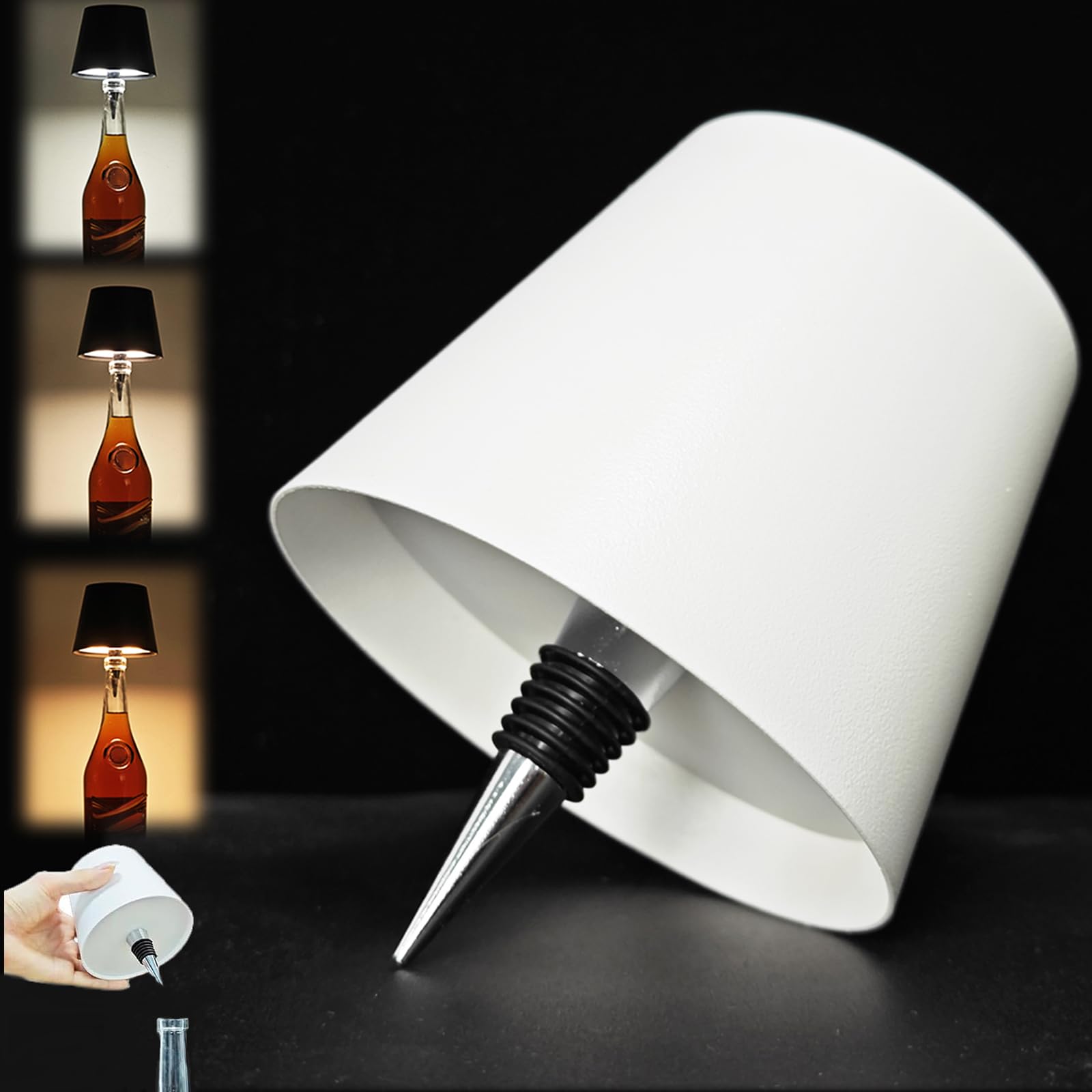 Wireless Bottle Lamp - 3 Color Stepless Dimming Bottle Table Lamp